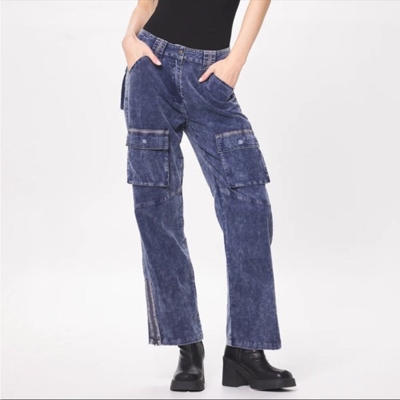 Vintage Havana SLATE BLUE BABY CORD‎ CARGO PANT - Picture 1 of 9